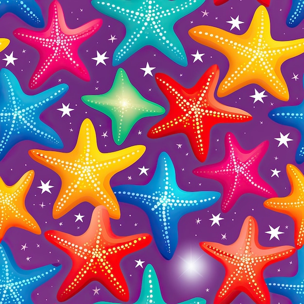 kleurrijke sterren en zeesterren naadloos patroon