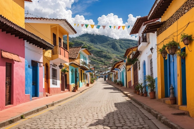 Kleurrijke straat van de stad Guatape in het district Antioquia, Colombia