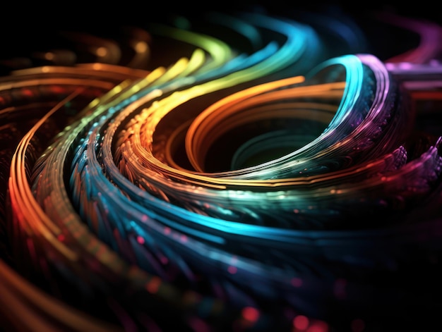 Foto kleurrijke swirling radial vortex achtergrond neon lichten gemaakt met generative ai technologie