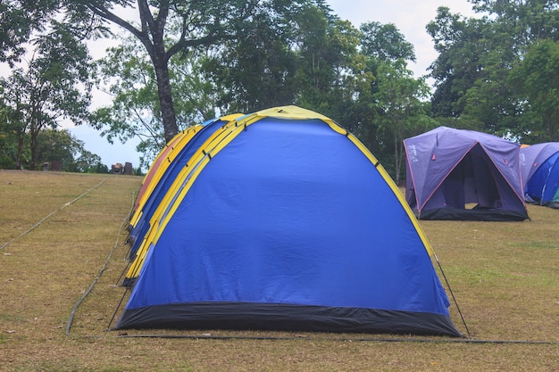 Kleurrijke tent op de camping