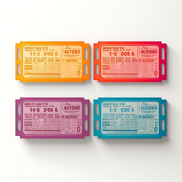 Foto kleurrijke ticket stub paper met levendige retro kleuren geperforeerde randen creatief concept idee ontwerp