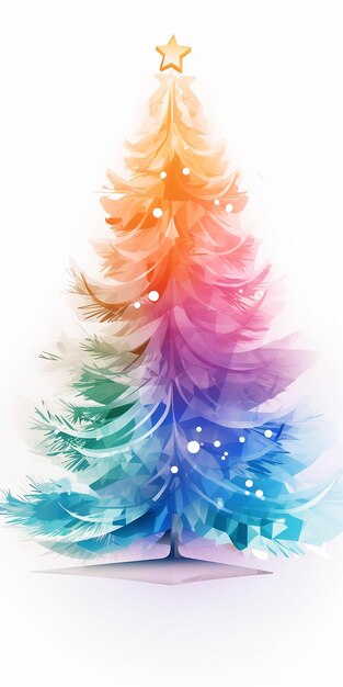 Kleurrijke transparante glaskerstboom op witte illustratie als achtergrond