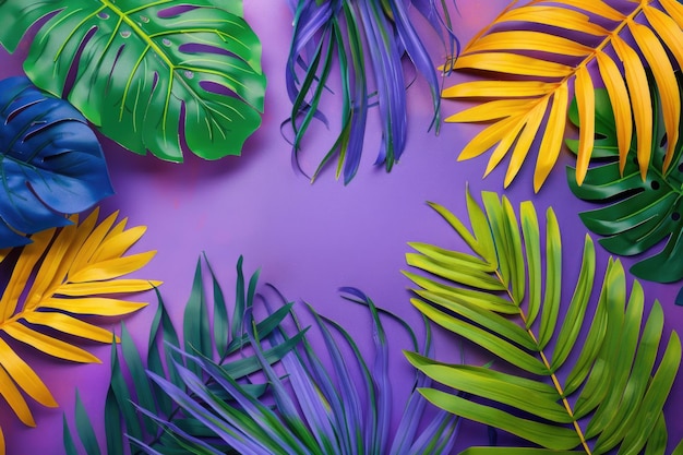 Kleurrijke tropische palmbladeren op een heldere achtergrond Zomer mode concept