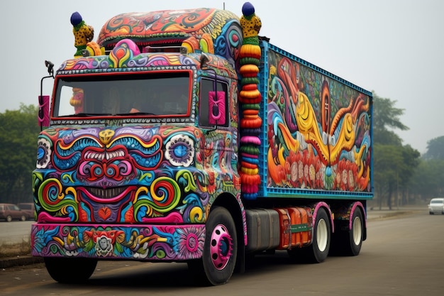 Foto kleurrijke truck art borders boeiende ar 32 experience