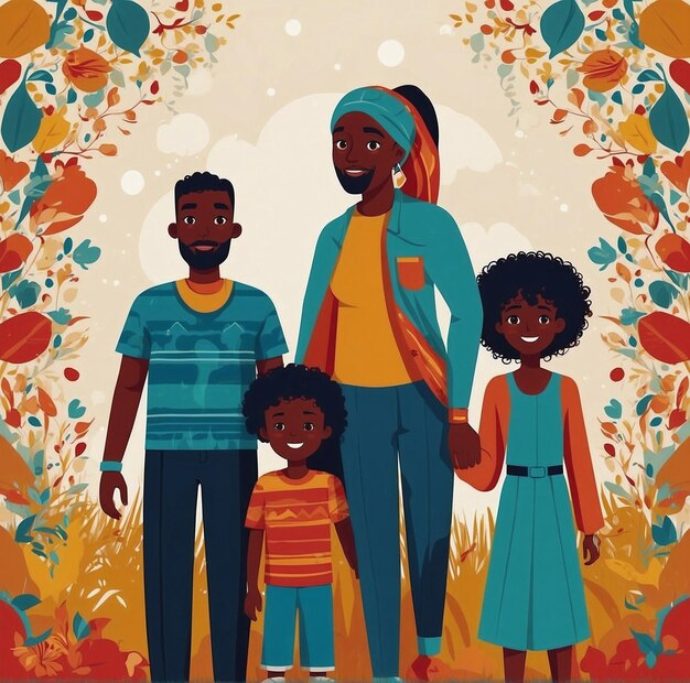 Kleurrijke vectorillustratie van een gevarieerd gezin