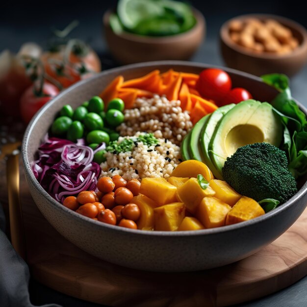 Kleurrijke veganistische Boeddha Bowl