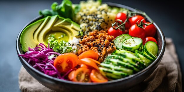 Foto kleurrijke veganistische boeddha bowl