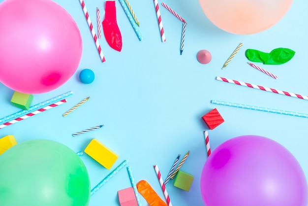 Kleurrijke Verjaardagsfeestje Ontwerpen Heldere Viering Planning Ideeën Nieuwe Flitsende Decoraties Ballon Confetti Kaarsen Vier Festival Ontwerp Feestbehoeften