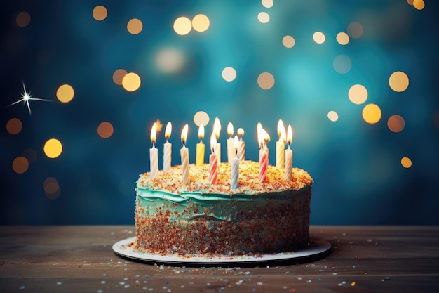 Kleurrijke verjaardagstaart met tien kaarsen Generatieve AI