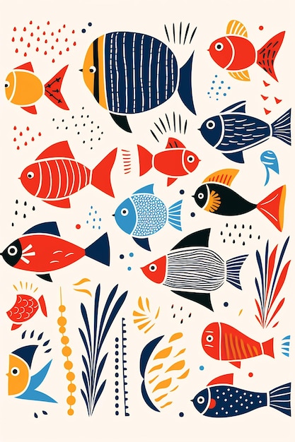 kleurrijke vissen op een kleurrijke achtergrond