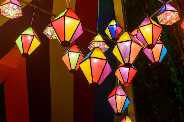 Kleurrijke vlaggen en decoratieve ballon Saint John-feest dat plaatsvindt in het noordoosten van Brazilië