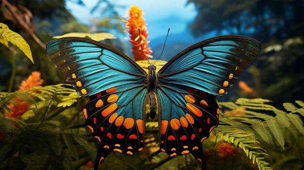 Kleurrijke vlinder in de jungle Hyperrealistische Octane Render Art