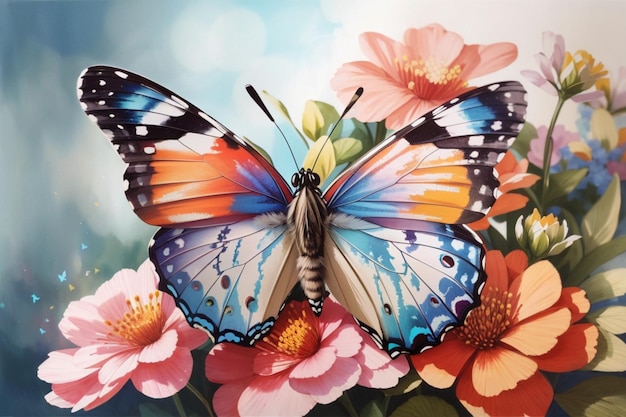 Kleurrijke vlinder in een delicate tuin