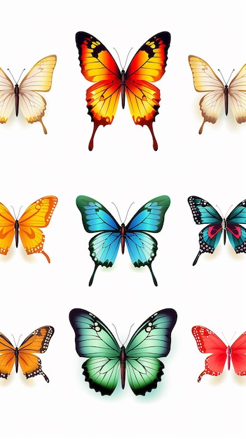 Kleurrijke vlinder op een witte achtergrond