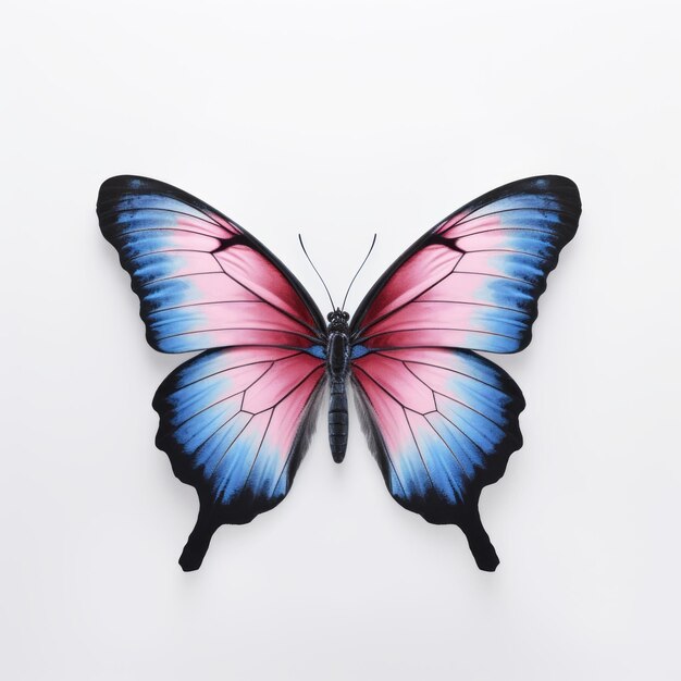 Kleurrijke vlinderkunstwerk op een wit oppervlak