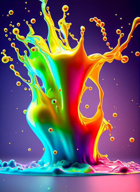 Foto kleurrijke vloeistof splash 3d render