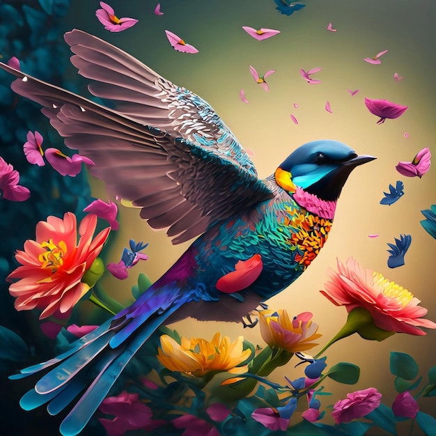 Kleurrijke vogel in de natuur