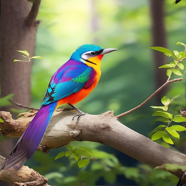 Foto kleurrijke vogels in het bos gegenereerd