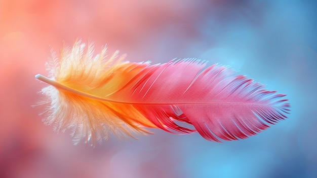 kleurrijke vogelveren drijven sierlijk door de lucht een zachte gradiënt achtergrond esthetisch ontwerp