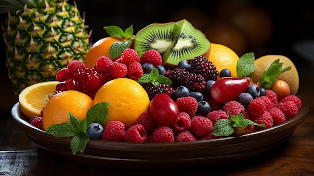 Foto kleurrijke vruchtenplaat