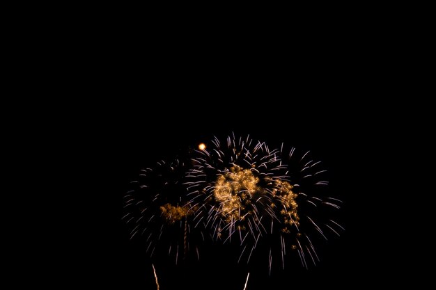 Foto kleurrijke vuurwerkviering nieuwjaarsviering vuurwerk en de zwarte lucht achtergrond