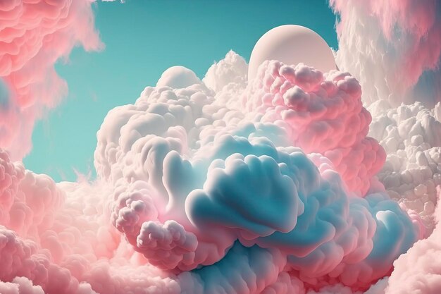 Kleurrijke wolken in de vorm van marshmallows AI-technologie gegenereerd beeld