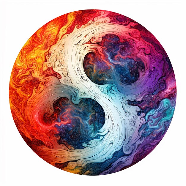 Foto kleurrijke yin yang beeld gegenereerd door ai