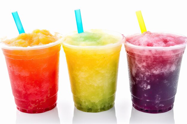 Kleurrijke zomerse slushies geïsoleerd op witte achtergrond AI generatief