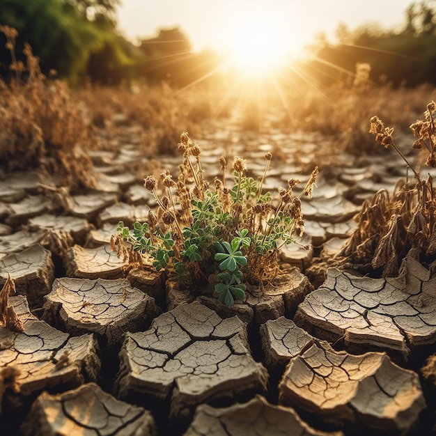 Klimaatverandering met droge grond