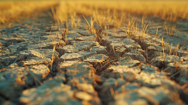 Foto klimaatverandering veroorzaakt droogte die de tarweoogst en de bodem beschadigt