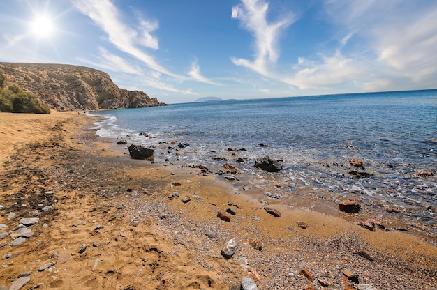 Spiaggia di klisidi nell'isola di anafi in grecia