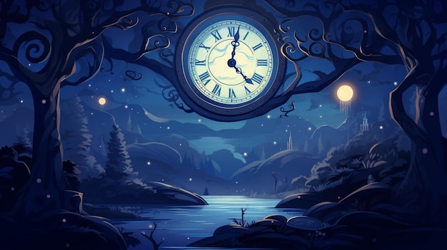 klok nachttijd illustratie middernacht oude achtergronden