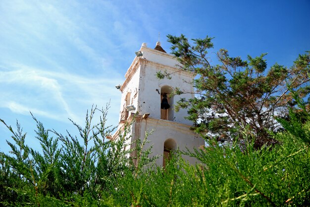 Klokketoren van de kerk van Heilige Lucas in Toconao-Stad, San Pedro de Atacama, Chili