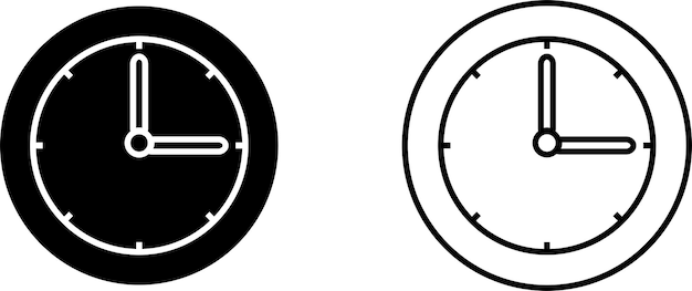 Klokpictogram iin glyph lijnstijl Vector illustratie