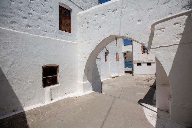 Klooster van Aartsengel Michael Panormitis op het pittoreske eiland Symi Dodecanese Griekenland