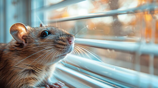 Knaagdier uit het raam kijken