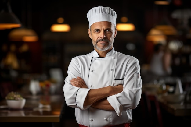 Knappe mannelijke chef-kok Uniforme kok Genereer Ai