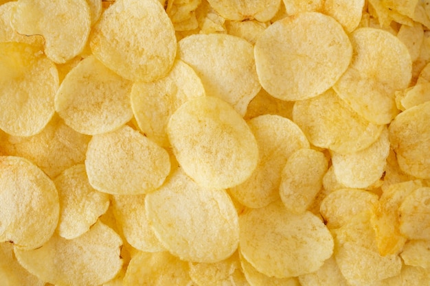 Knapperige chips snack textuur bovenaanzicht