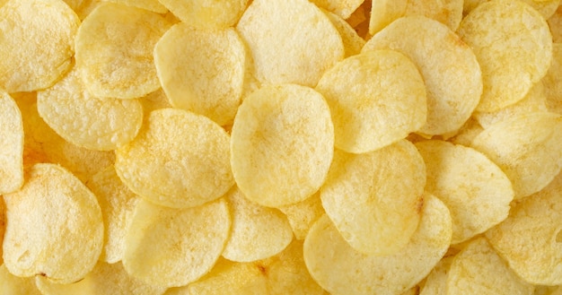 Knapperige chips snack textuur bovenaanzicht