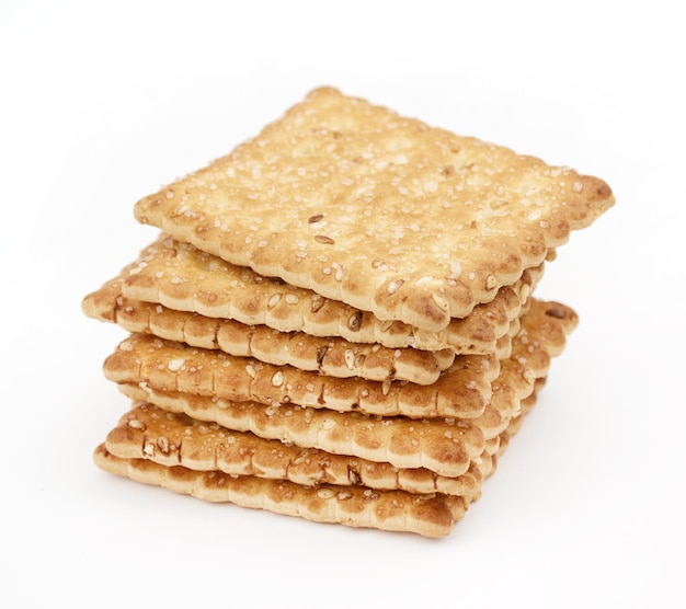 Knapperige cracker volgens recept Zoete koekjes op een broodje achtergrond