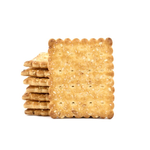 Knapperige cracker volgens recept Zoete koekjes op een broodje achtergrond