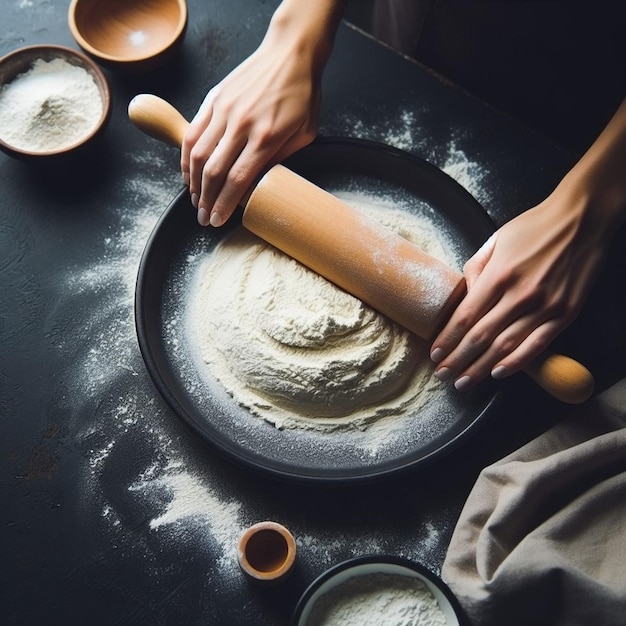 Foto impastare l'impasto a mano