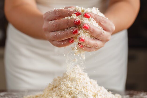 Knead dough with hands