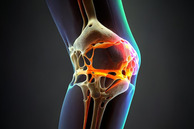 Knee meniscus knee injury Black background