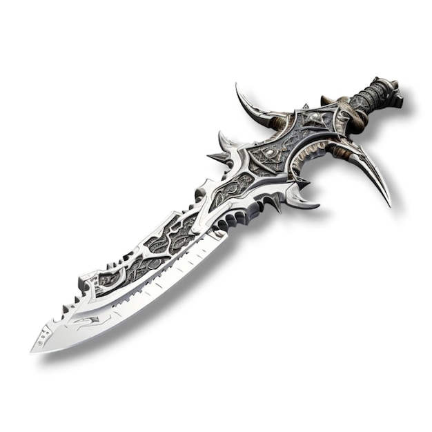 Photo a knif that is sitting on top of a white background in the style of realistic fantasy artwork