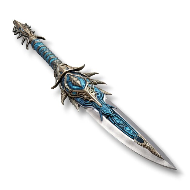 Photo a knif that is sitting on top of a white background in the style of realistic fantasy artwork