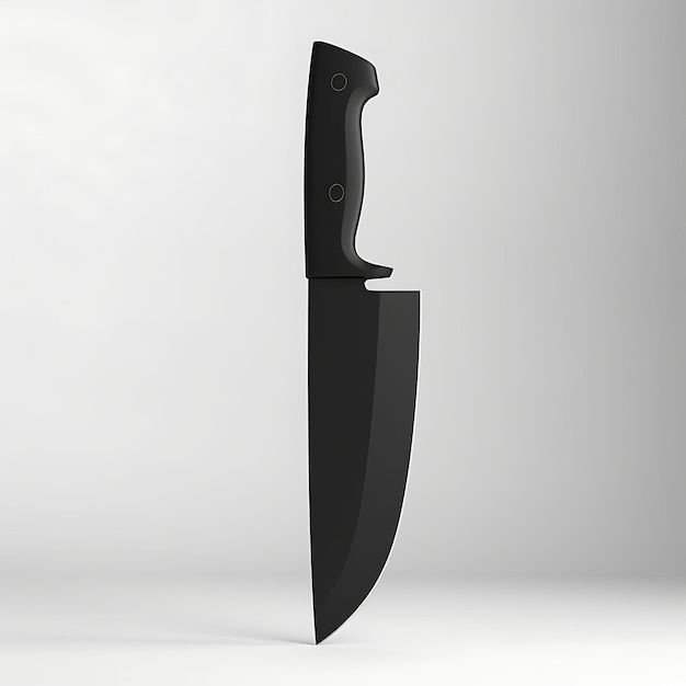 Фото Нож 3d-рендер с кухонным дизайном и черным цветом сделан с изоляцией на белом bg render clipart