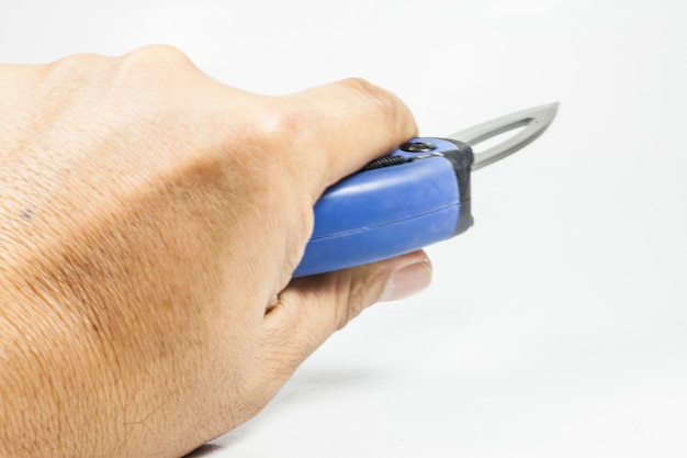 Photo knife, ammunition,   on white background.