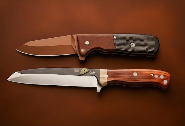 Knife on brown background