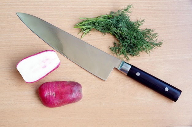 Photo knife cook universal with a big blade